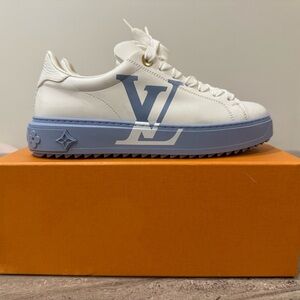 Louis Vuitton White and Blue Sneakers